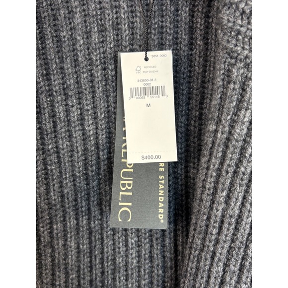 Banana Republic Cashmere Merino Cardigan Gray Pockets M Duster Collared NWT - Picture 6 of 13